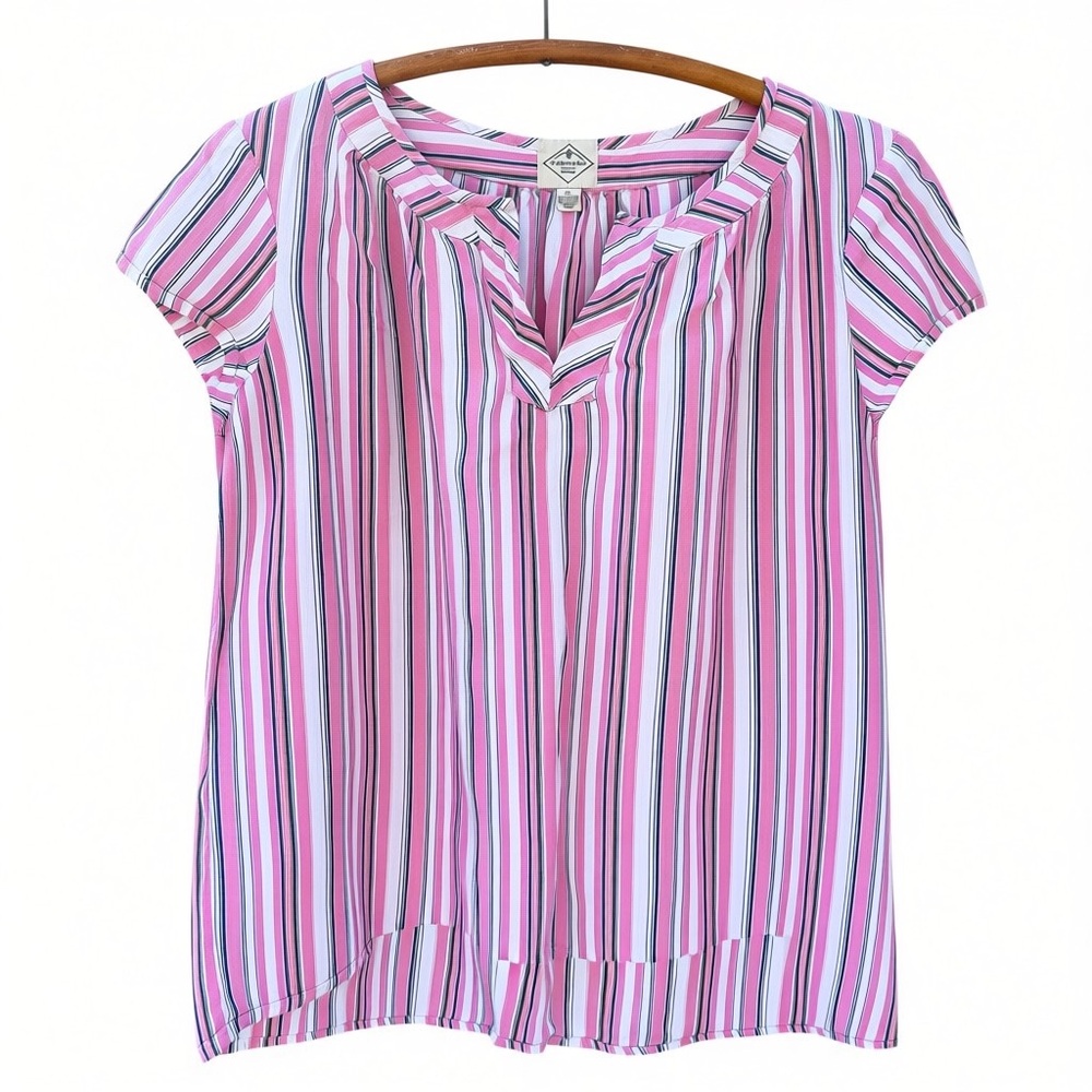 St. John's Bay Pink and White Striped Peasant Blouse, Size XL, Cottagecore top